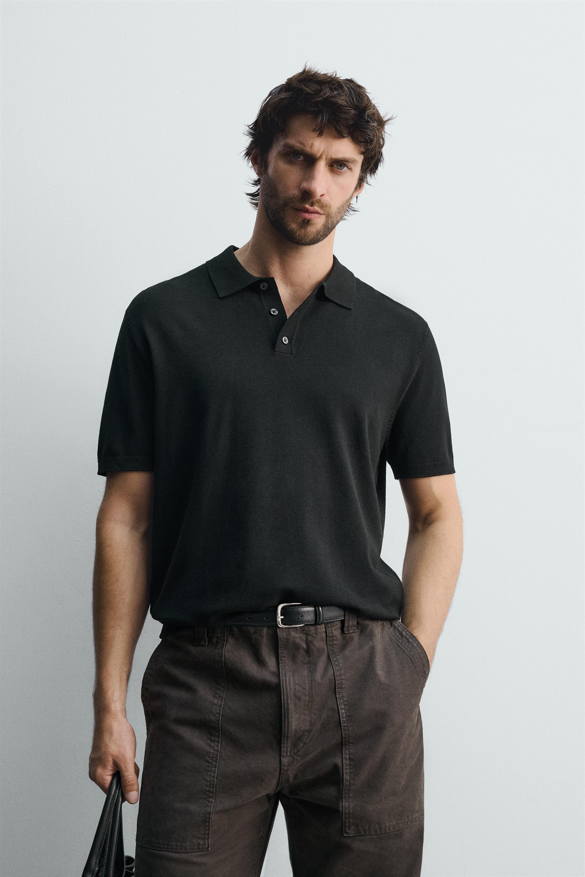 VISCOSE BLEND KNIT POLO SHIRT